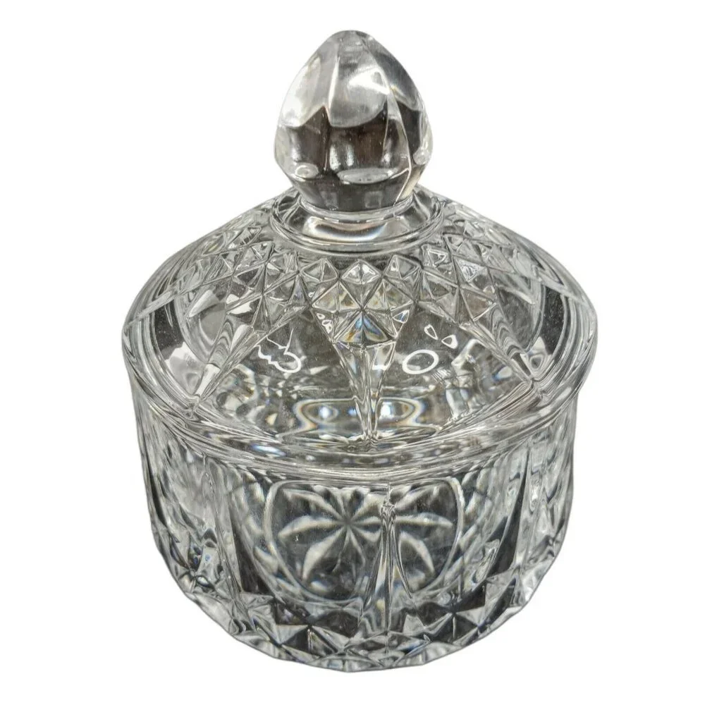 Vintage Creamer Sugar Salt Pepper Shakers Glass Diamond Pattern EAPG